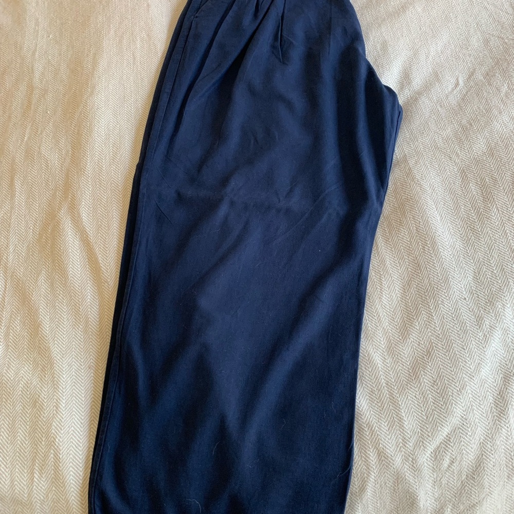 GAP 365 High Rise Wide-Leg Linen Blend Trouser Pants Navy - Picture 6 of 7